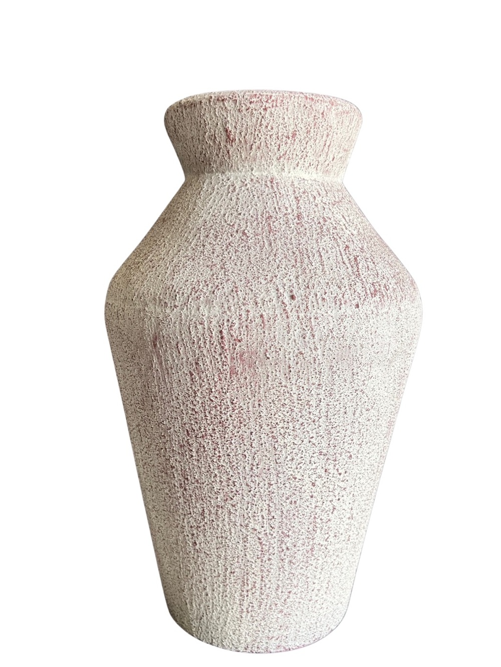 Rustic Charm Textured Cream and Blush Decorative Vase